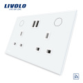 Livolo schwarze elektrische Stromversorgungspins 13A doppelte Steckdosen USB VL-W2C2UKR-12